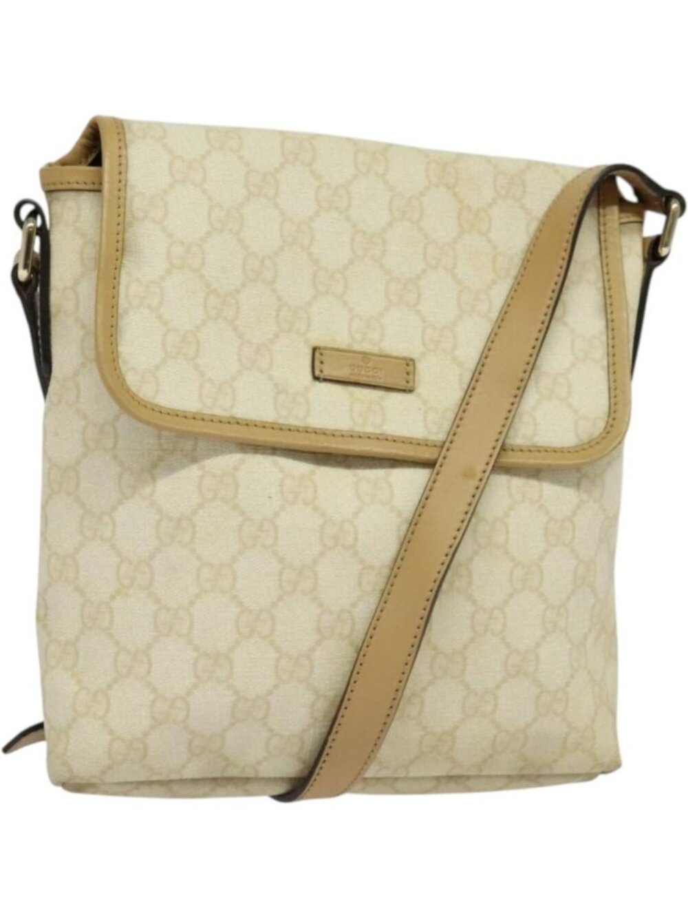 GUCCI GG Supreme Shoulder Bag PVC White Gold 223666